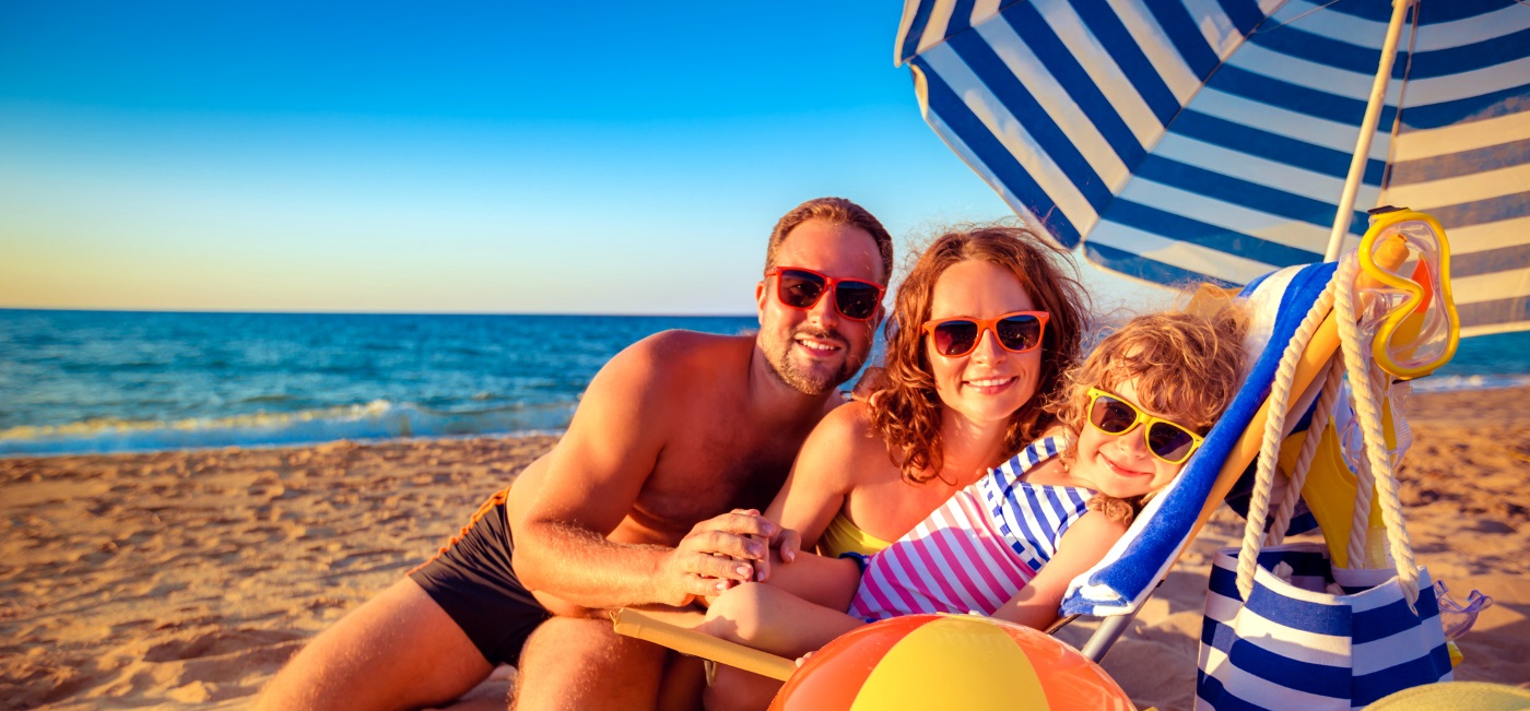 picture of happy family on the beach